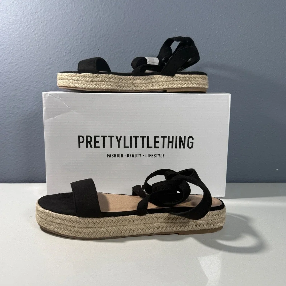 PrettyLittleThing Espadrille Sandals Womens‎  Lace Up Platform. Eu size 37